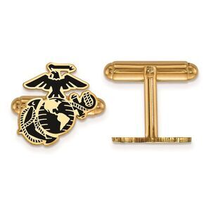 SS 14k Yellow Gold Plated U.S. Marine Corps Epoxy Cuff Links